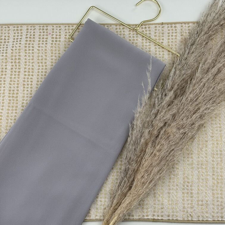 Chiffon Hijab in Silver, lightweight and smooth with a soft drape, offering breathable comfort and versatile styling for everyday wear.