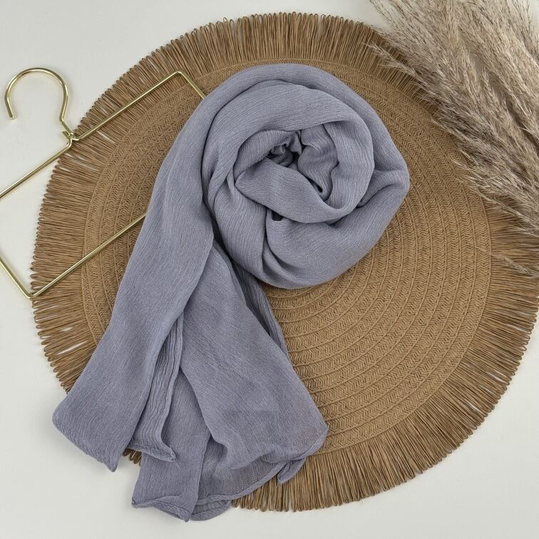Rayon Crinkle Hijab in Lavender, soft and breathable with a lightweight drape, perfect for all-day comfort and versatile styling.