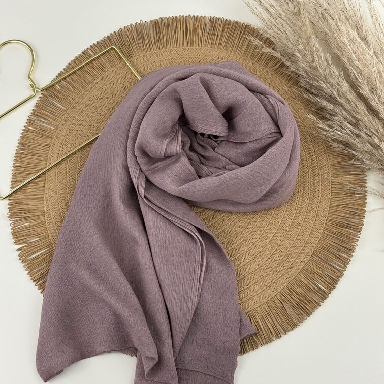 Rayon Crinkle Hijab in Thistle, soft and breathable with a lightweight drape, perfect for all-day comfort and versatile styling.