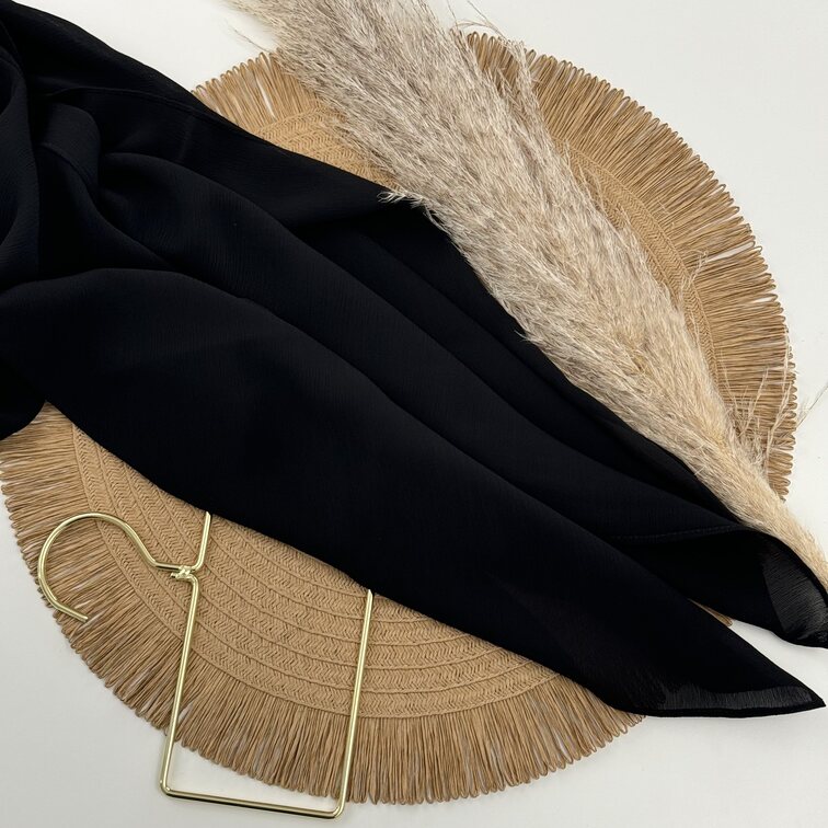 Chiffon Crinkle Hijab in Black, lightweight and breathable with a soft, textured drape for versatile styling