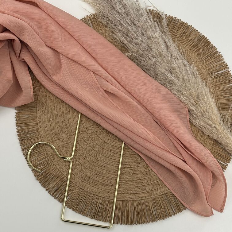 Chiffon Crinkle Hijab in Light Salmon, lightweight and breathable with a soft, textured drape for versatile styling