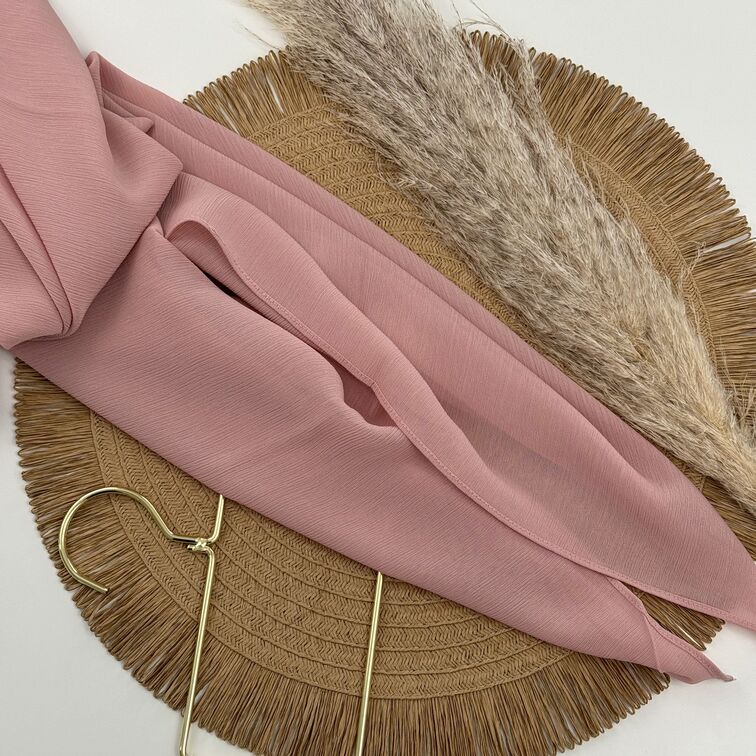 Chiffon Crinkle Hijab in Rosy Brown, lightweight and breathable with a soft, textured drape for versatile styling
