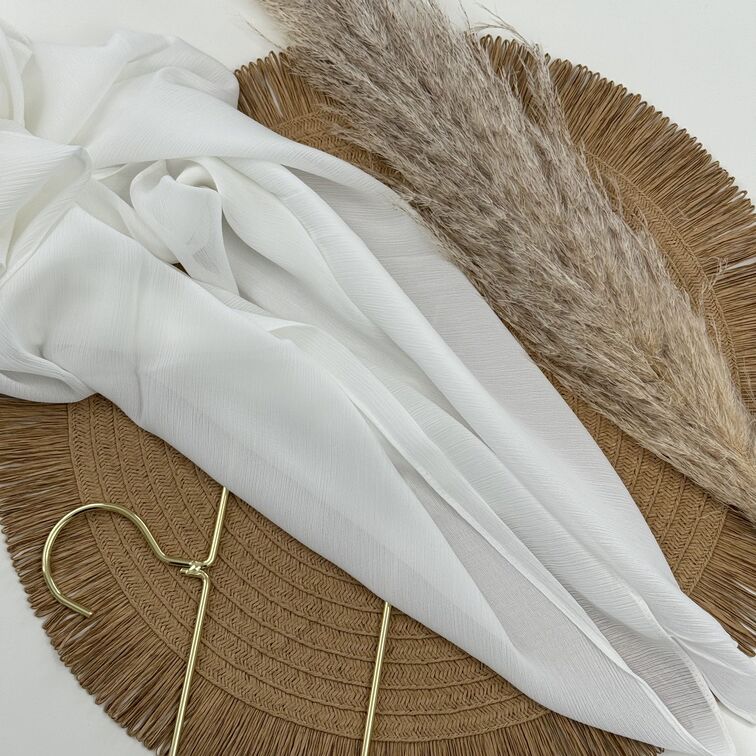 Chiffon Crinkle Hijab in Off White, lightweight and breathable with a soft, textured drape for versatile styling