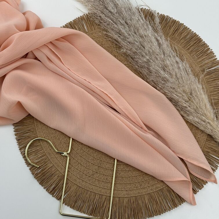 Chiffon Crinkle Hijab in Peach Puff, lightweight and breathable with a soft, textured drape for versatile styling