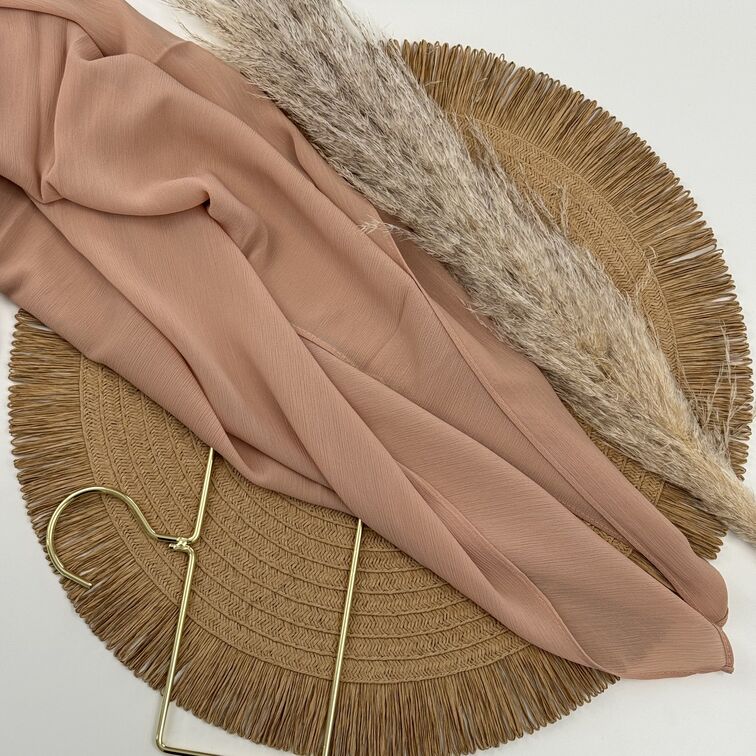 Chiffon Crinkle Hijab in Tan, lightweight and breathable with a soft, textured drape for versatile styling