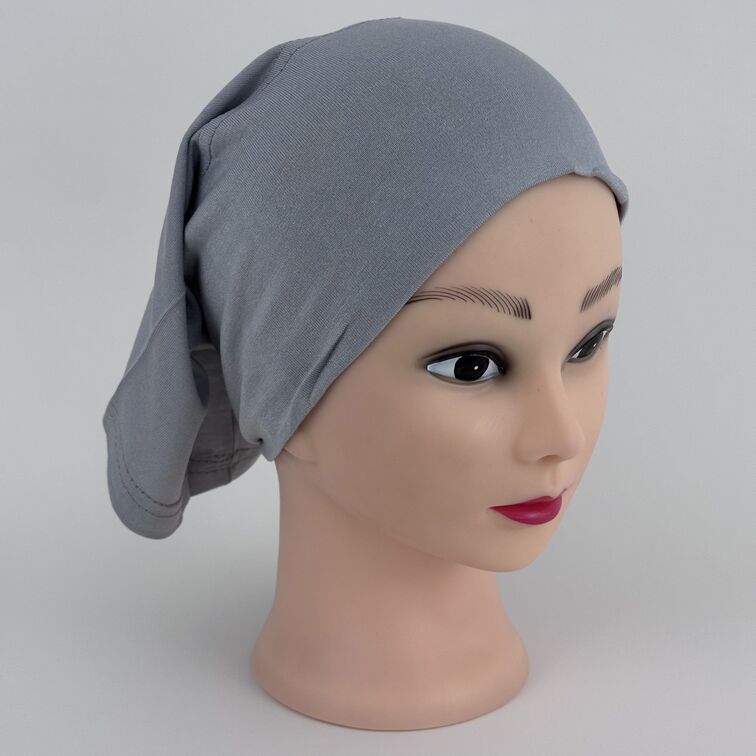 Soft and breathable cotton hijab cap with a stretchable fit and a knitted floral design at the back for added elegance.